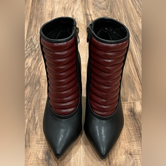 Glaze Leather Moto Booties 6.5 maroon accent 4” heel - Picture 12 of 12